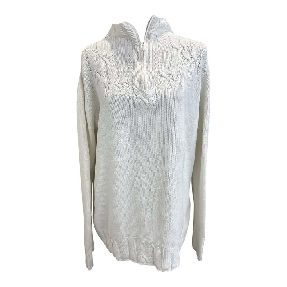 Coldwater Creek Women’s Half Zip Ivory Knit Sweater Size L